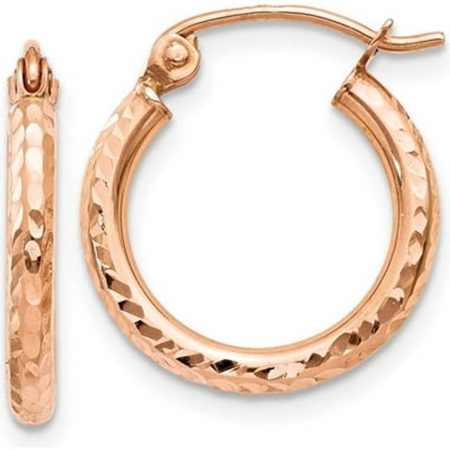 14K Rose Gold Lightweight Diamond-Cut Hoop Earrings