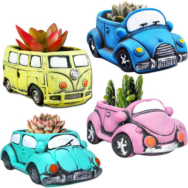 Ascrafter 4 Pack Succulent Plants Pot  Small Indoor Plants Pots with Drainage Hole  Decor Garden Pot for Succulents Planter Cactus (Mix 2)