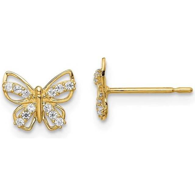 14K Yellow Gold Madi K Butterfly CZ Stud Earrings