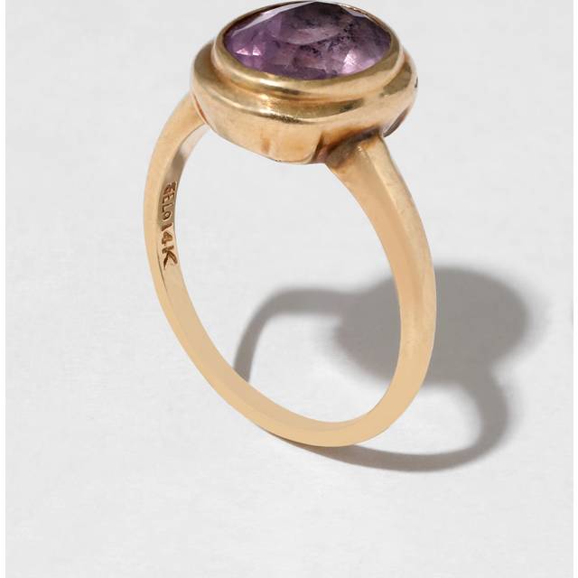 Alexis Bittar Vintage 1960S 14K Bezel Set Amethyst Ring in Gold Size 7 | Statement Jewelry from Alexis Bittar (7)