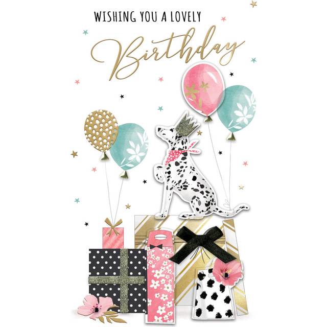 Wishing You A Lovely Birthday Happy Paws Hand-Finished Champagne Birthday Card