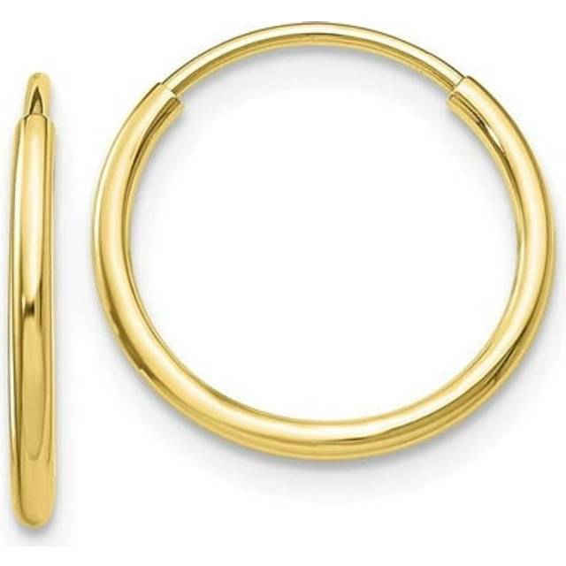 15 mm 10K Yellow Gold Polished Endless Tube Hoop Earrings