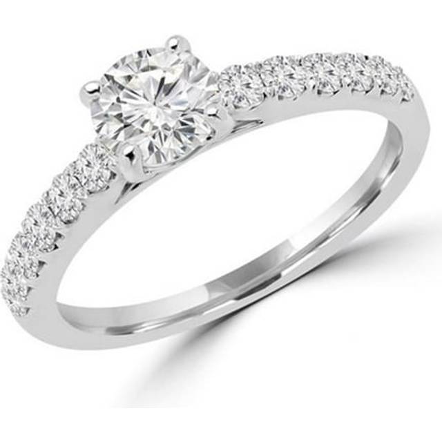 Majesty Diamonds MD160333-5 1.1 CTW Round Cut Diamond Multi Stone Engagement Ring in 18K White Gold, Size 5