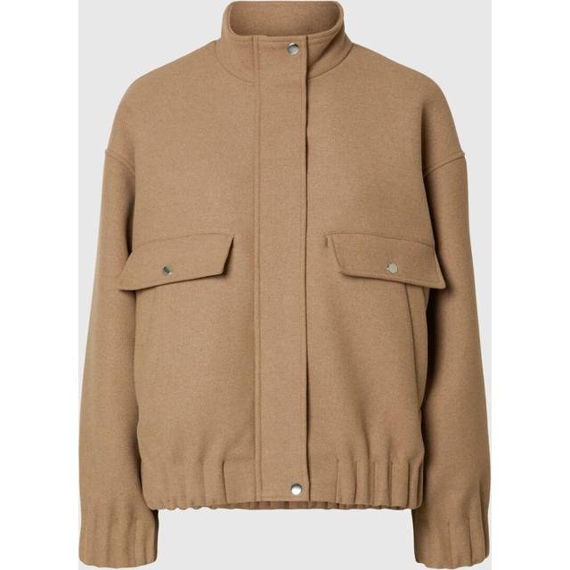 Selected Femme – Kamelbrun bomberjacka med fickor-Naturlig