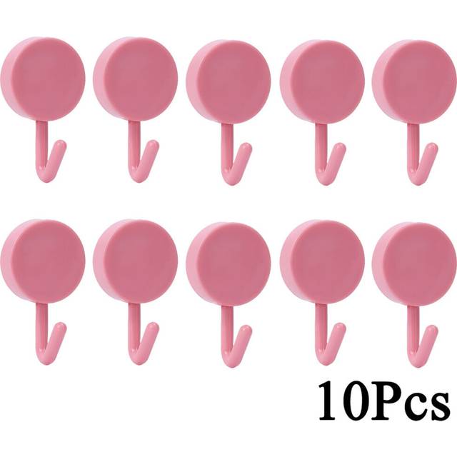 (a-Light Pink 10Pcs) 10Pcs Self Adhesive Wall Hook for Bathroom Door Wall Hook Hanger Non-marking Kitchen Hook Household Wall Towel Hanging Hooks