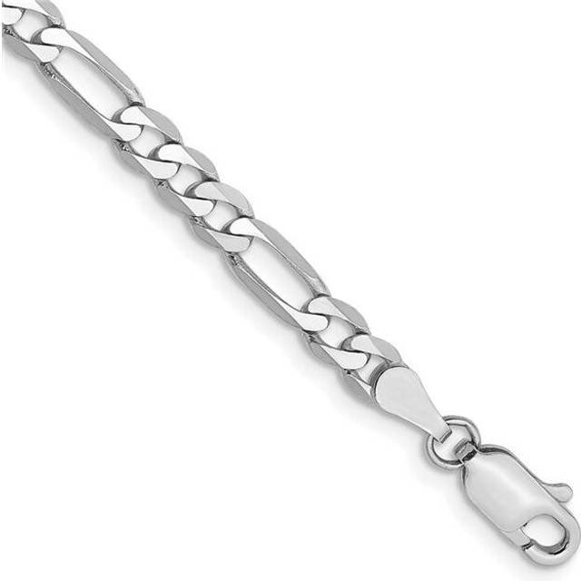 14K White Gold 4 mm Flat Figaro Chain 7 in. Bracelet