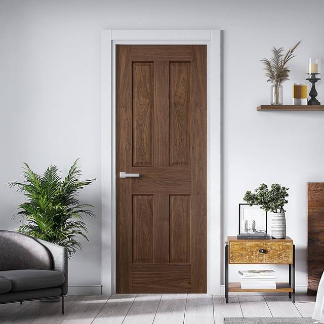 Liberty Doors Internal Walnut Fully Finished 4 Panel Victorian Door - 1981x686x35mm (78&apos;&apos;x27&apos;&apos;) (LIBWAL4P27) Size (Height x Width