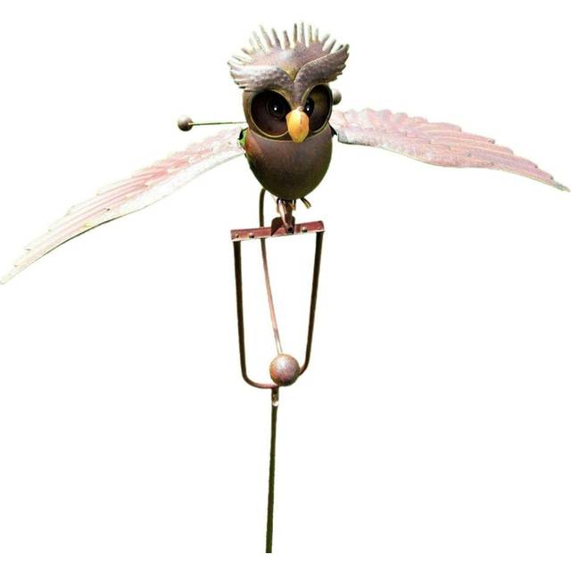 (  B) Art Yard Lawn Ornament Metal Owl Pile Rustic Eagle Stake Garden