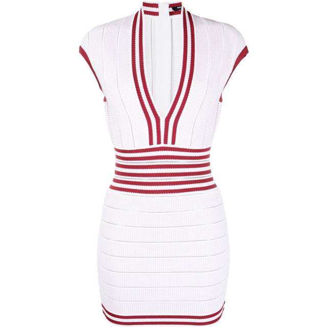 V Neck Knitted Minidress with See Through Details size 42 (42)