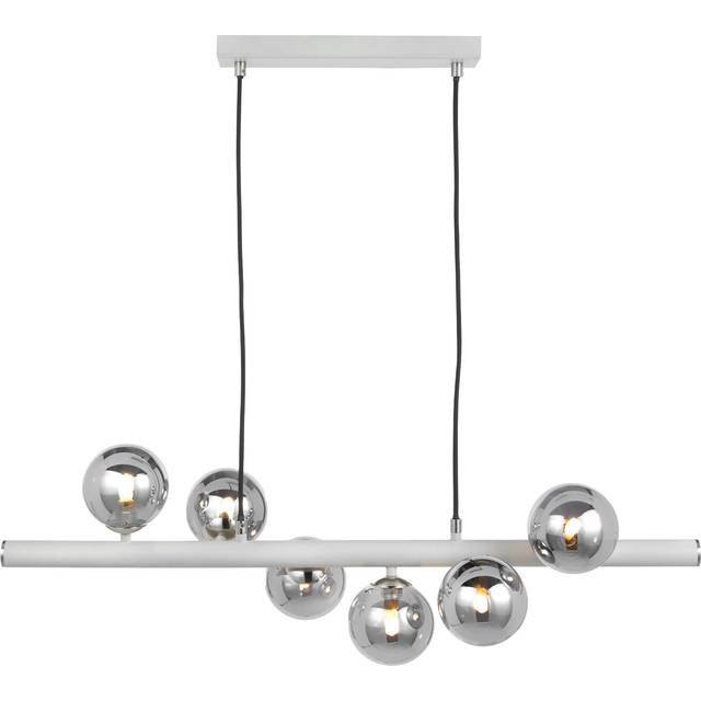 Blair Smoke Glass Ball and Grey Metal Bar Ceiling Light Pendant