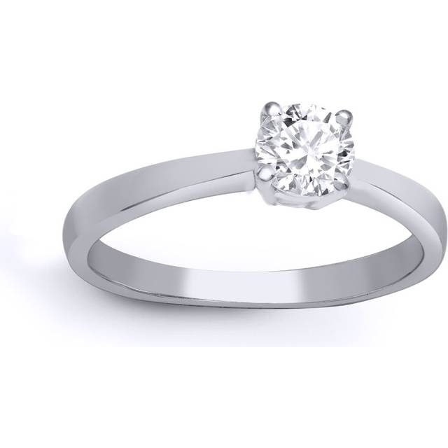 (W) Jewelco London Ladies Solid 18ct White Gold 4 Claw Set Round G SI1 1ct Diamond Solitaire Engagement Ring - 18R321-100