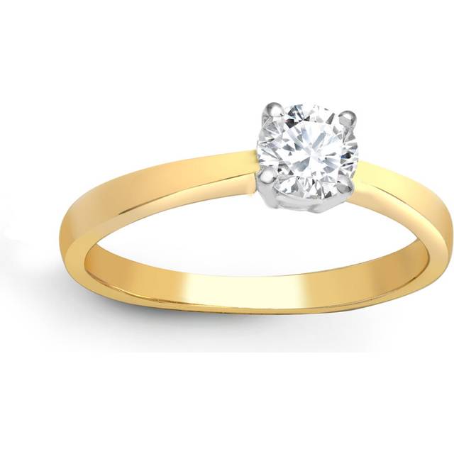 (Q) Jewelco London Ladies Solid 18ct Gold 4 Claw Set Round G SI1 0.25ct Diamond Solitaire Engagement Ring 4mm - 18R316-025