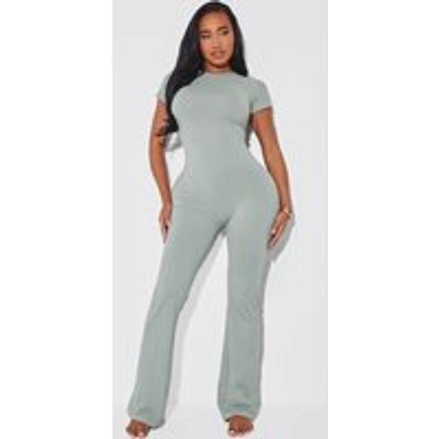 Shape Sage Green Sculpted Short Sleeve Jumpsuit, Sage Green - L