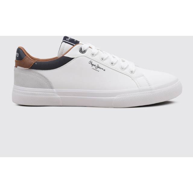 Pepe Jeans för män. PMS30839 Kenton Court Sneakers vit (45), Hud, Karta, Nyckelband, Casual - Vit (45)