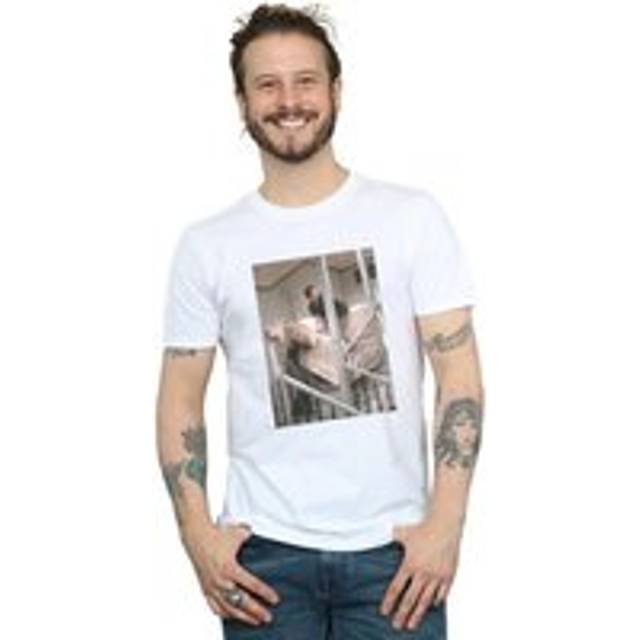 Friends Men Sofa Stairs Photo T-Shirt in White | Size: Medium