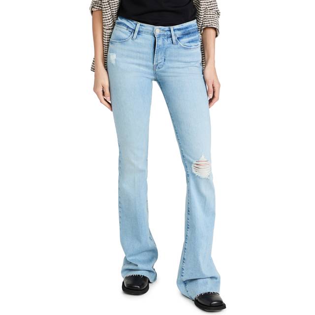 High Waist Flared Jeans With Frayed Hem 26cm size 26 (26)
