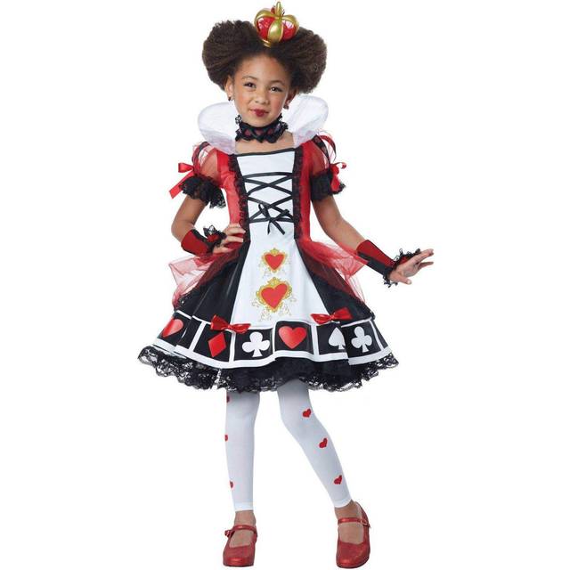 Deluxe Queen of Hearts Costume for Girls - Black&#47;Red&#47;White (XS)