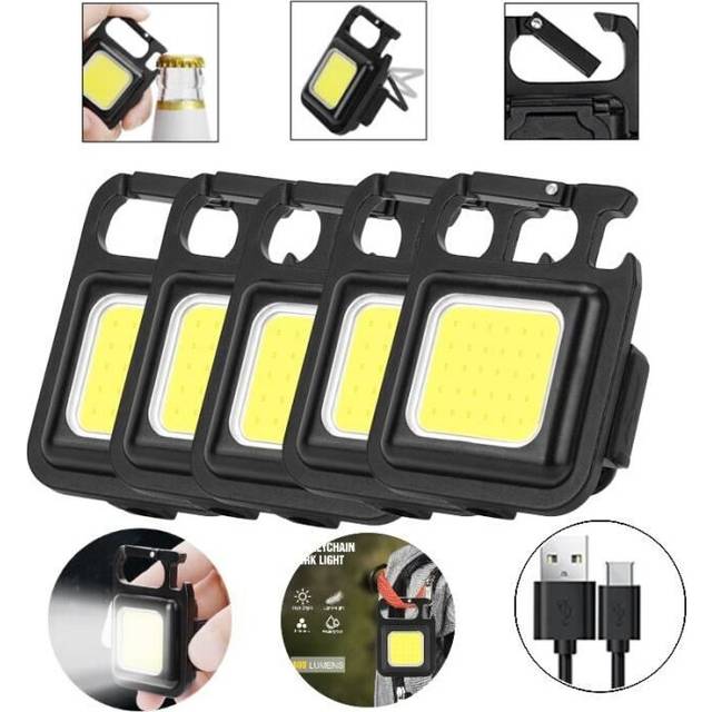 WALKING LIGHT,4PCS--Mini LED Flashlight, Portable, USB Rechargeable, Work Light, Magnetic Keychain, Small L