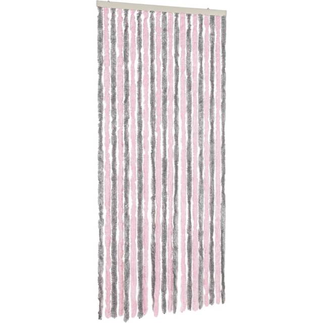 vidaXL Fly Curtain Fly Screen Curtain Silver Grey and Pink 56x200 cm Chenille