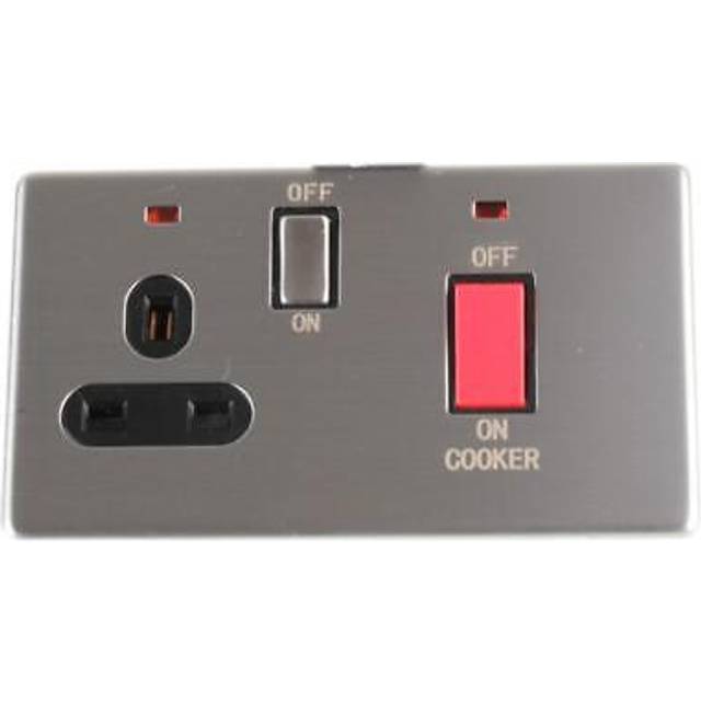 PRO ELEC - Screwless Cooker Switch with Neons, 45A, Stainless Steel