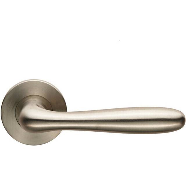 PAIR Smooth Rounded Bar Handle on Slim Round Rose Concealed Fix Satin Steel