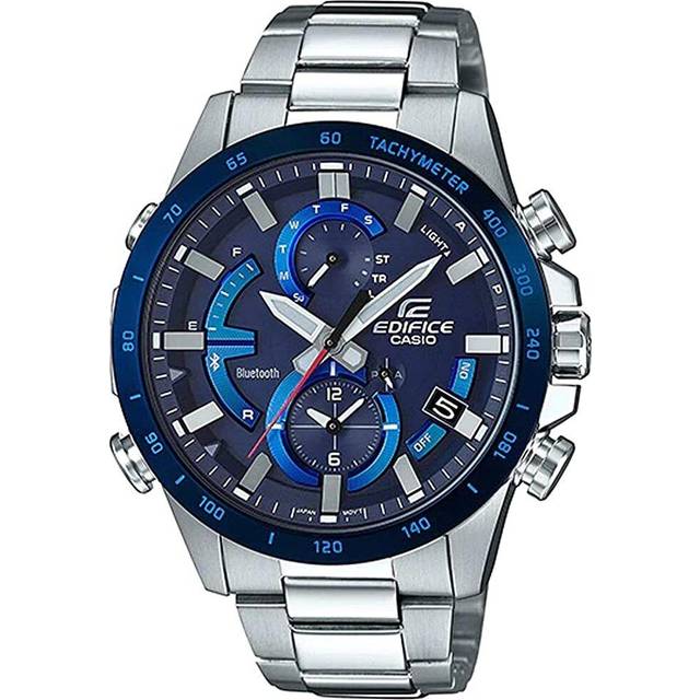 CASIO Quartz Solar Powered EDIFICE Waterproof Sports Stainless Steel Strap Mens Silver Analog EQB-900DB-2APR - Free
