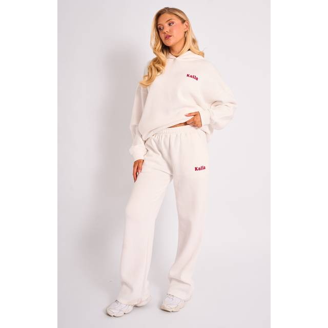 Kaiia Cherry Wide Leg Joggers Cream & Red - cream_red