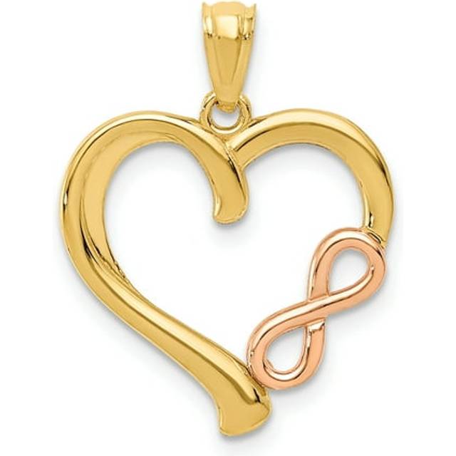 14K Two-Tone Polished Infinity Heart Pendant