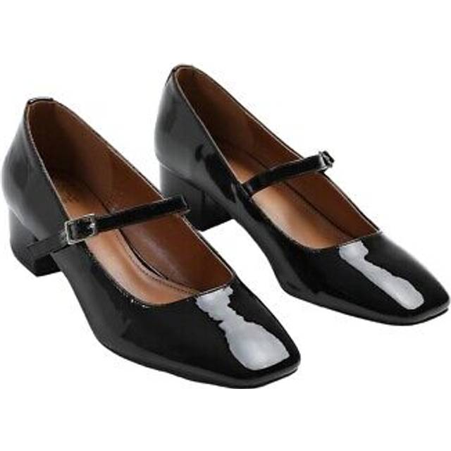 Where's that from womens/ladies oslo square toe wide low block heel pumps wm462