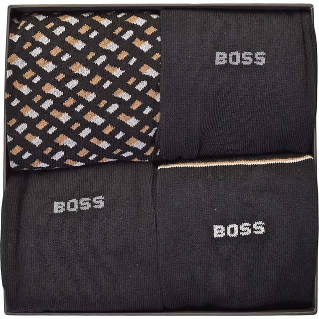 4 Pack Socks Gift Set Monogram Black