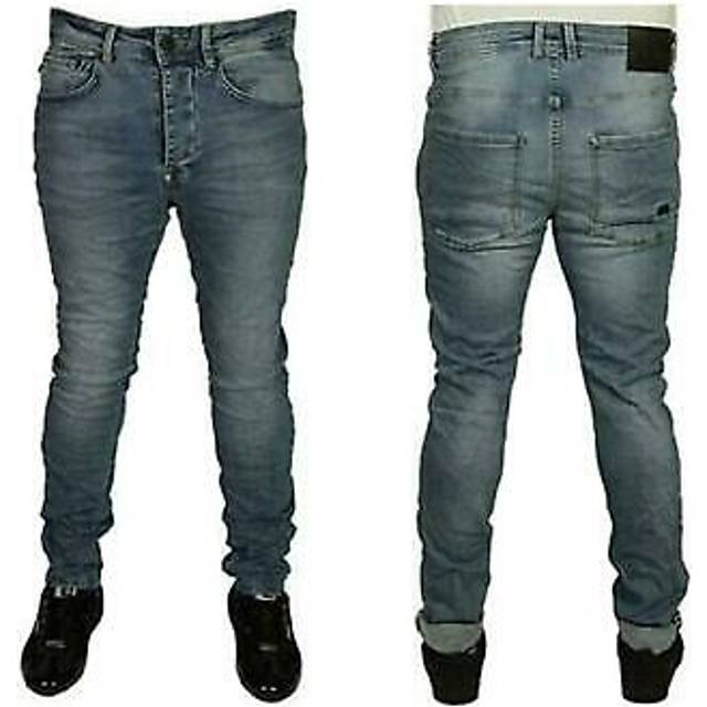 Foray men's skinny jeans light wash stretch smart casual button fly denim pants