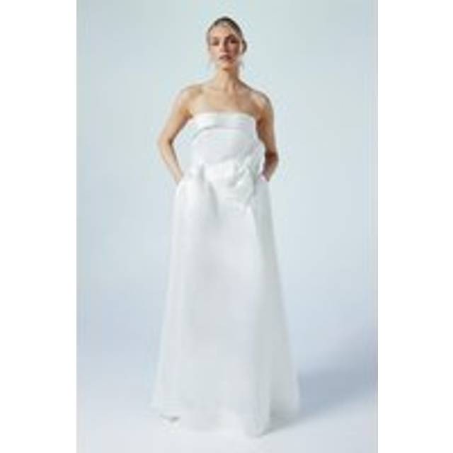 Origami Bow Front Twill Wedding Dress - Ivory - 8