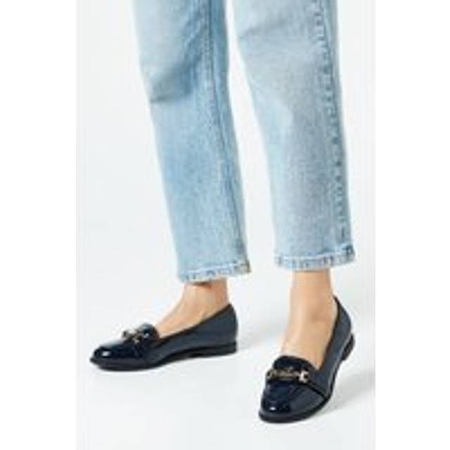 Womens Wide Fit Lora Snaffle Loafers - Navy - 3