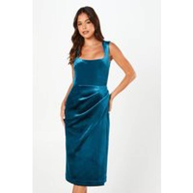 Coast womens pencil dress teal velvet sleeveless midi spring summer