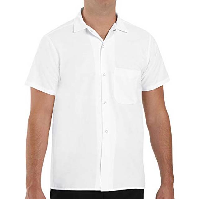 Chef Designs Mens Cook Work Utility Button Down Shirt  White  Small US