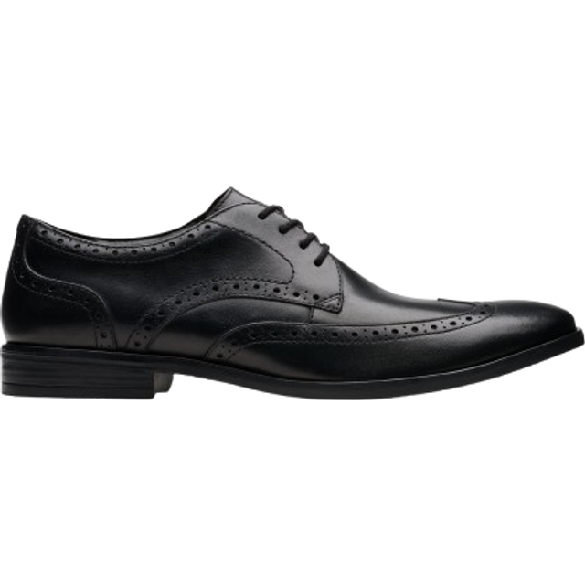 Clarks Brandon Limit Brogue läderskor i svart, Svart läder, 47 EU