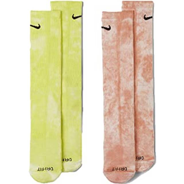 Nike Unisex Everyday Plus Tie Dye Medium Stockings 2 Pairs Yellow/Orange/Red DM3407-904 - Yellow/Orangered - XL