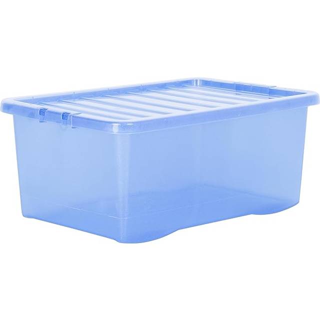 Wham Crystal 10 x 45L Stackable Plastic Storage Boxes with Lids Tint Lavender - Blue - One Size
