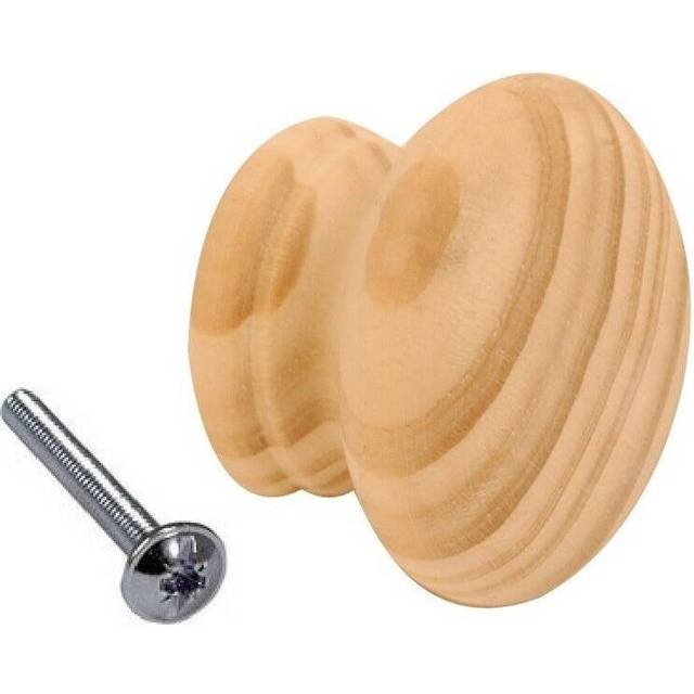 (30 mm, 1 Knob) Pine Wooden Cupboard Door Knobs with Insert - 50mm