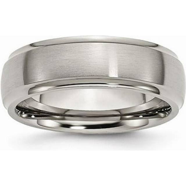 7 mm Titanium Ridged Edge Brushed & Polished Band, Size 11