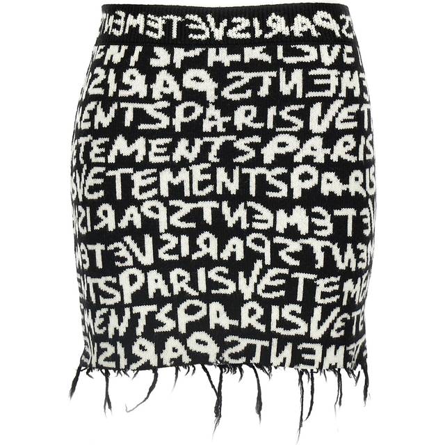 VETEMENTS Black Frayed Edge Miniskirt - Black / White - M