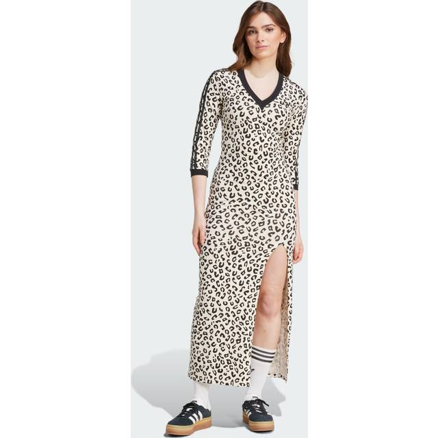 Leopard 3-Stripes Maxi Dress - Black - XS