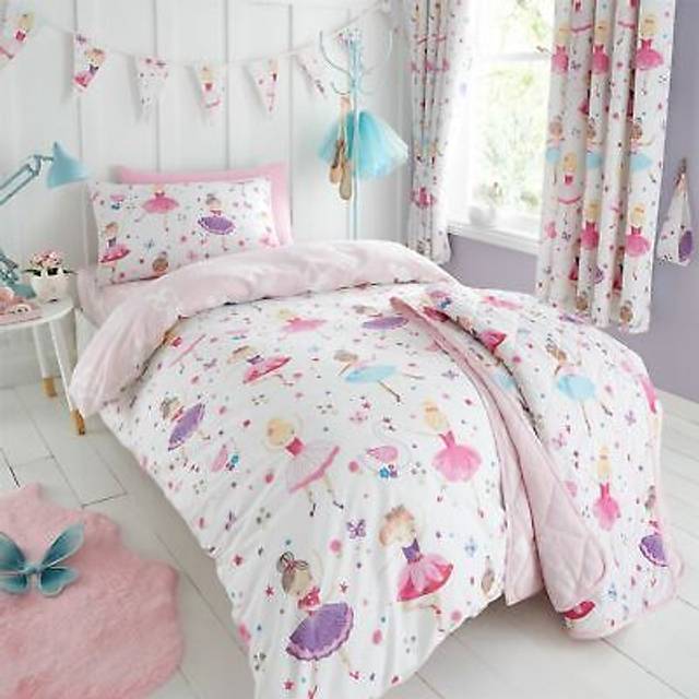 Happy Linen Company Isabella Prima Ballerina Reversible Duvet Cover Bedding Set - Toddler Cot Bed, Pink