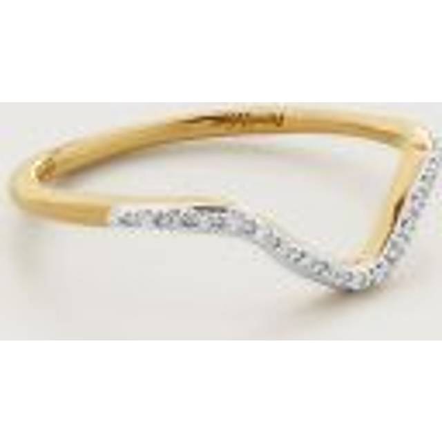 Monica Vinader Womens Gold Riva Diamond Wishbone 18ct Recycled Yellow Gold-plated Vermeil Sterling Silver and 0.04ct Ring S - GOLD