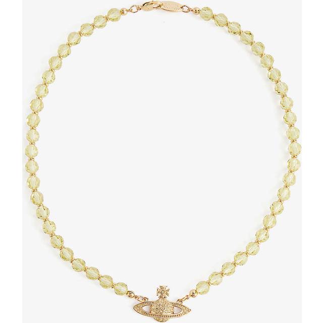 Vivienne Westwood Jewellery Womens Gold / Jonquil Crystal Messaline Gold-tone Brass and Crystal-embellished Choker Necklace 40x0.5cm