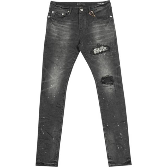 Purple Brand, Slim-fit Jeans, male, Black, W30, Bandana Patch Slim-Fit Jeans