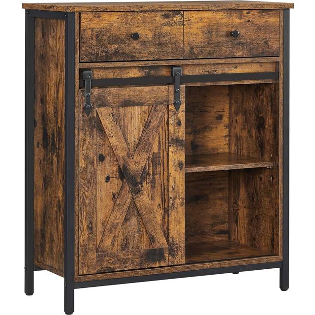 Industrial Storage Sideboard with Sliding Barn Door, Black
