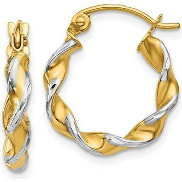 14K Yellow & Rhodium with Polished 2.75 mm Fancy Twisted Hoop Earrings