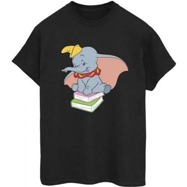 Dumbo Sitting On Books Cotton Boyfriend T-Shirt - Navy - L