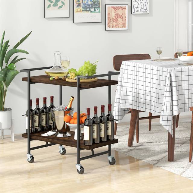 Albanne Metal Bar Cart - Brown (10cm W X 10cm D)